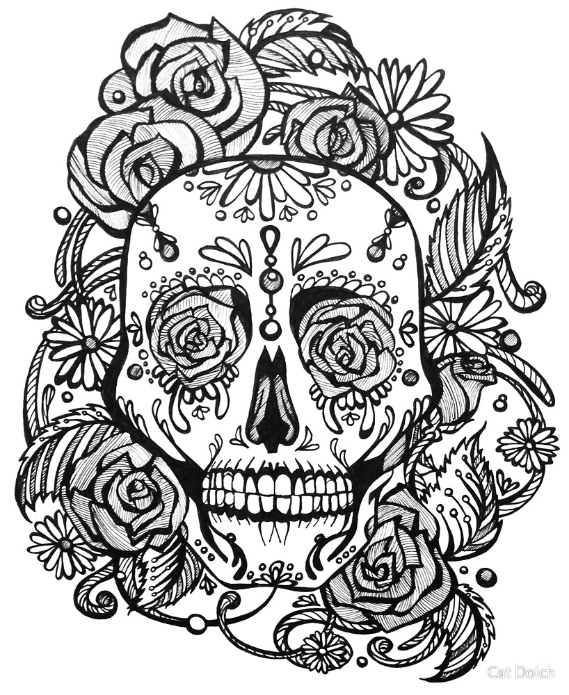 818x1000 Dia De Los Muertos Skull (Sugar Skull) With Roses By Catherine
