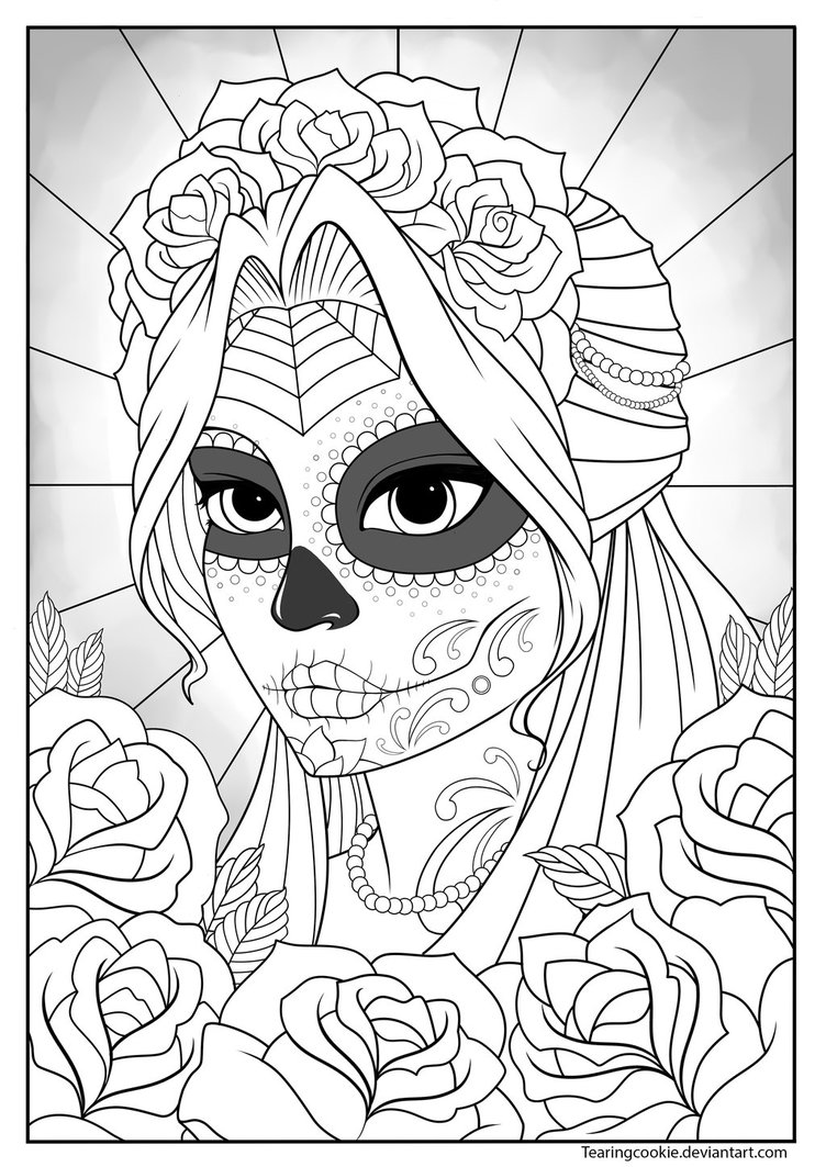 752x1063 Dia De Los Muertos Girl Coloring Pages Printable Colouring