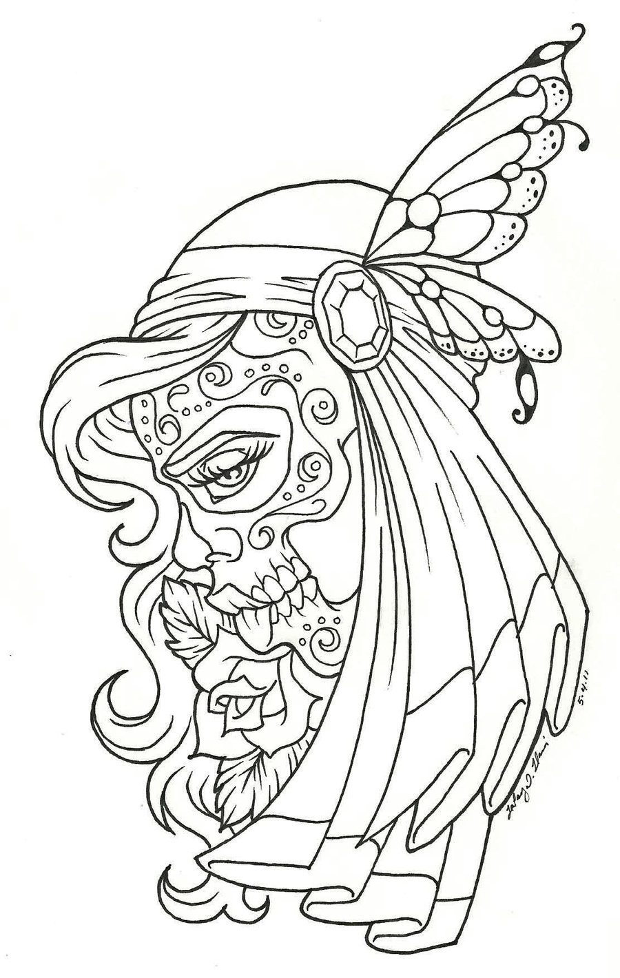 900x1420 Day Of The Dead Coloring Pages Free Dia De Los Muertos