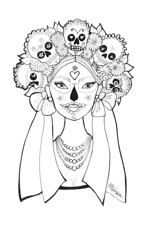 500x750 Day Of The Dead Coloring Pages By Heather Fonseca Coloring Pages