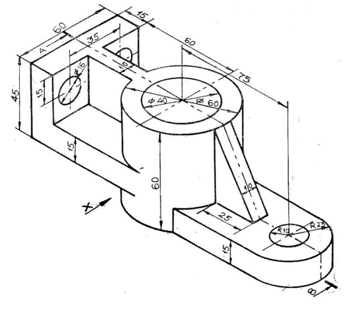 691x622 Part Drawing With Dimension To Practice In Pro E, Autocad