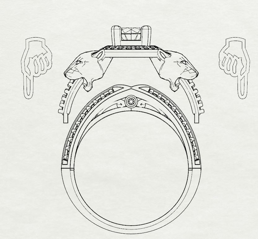 833x770 Diamond Ring Panther 3d Printable Model Cgtrader