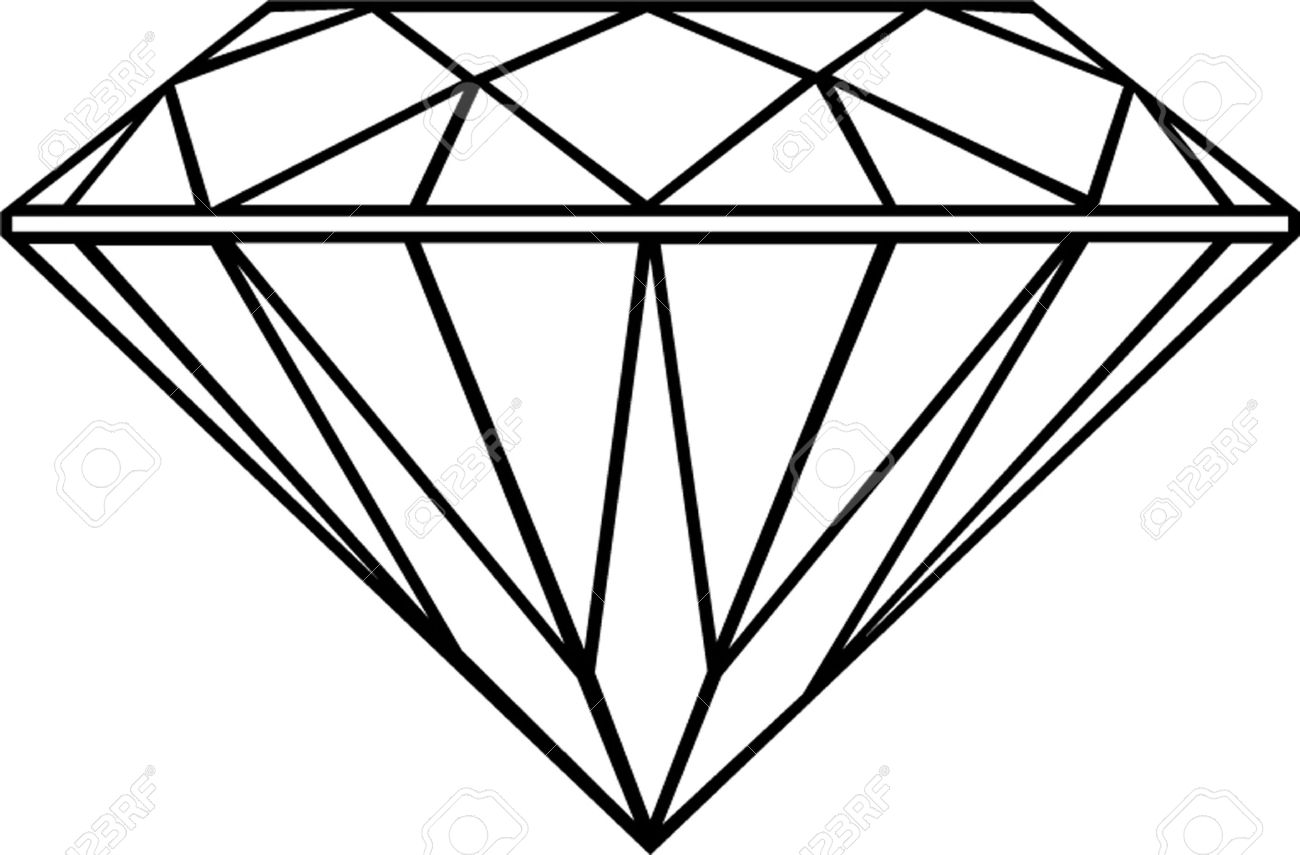 1300x855 Diamond Outline Isolated Royalty Free Cliparts, Vectors, And Stock