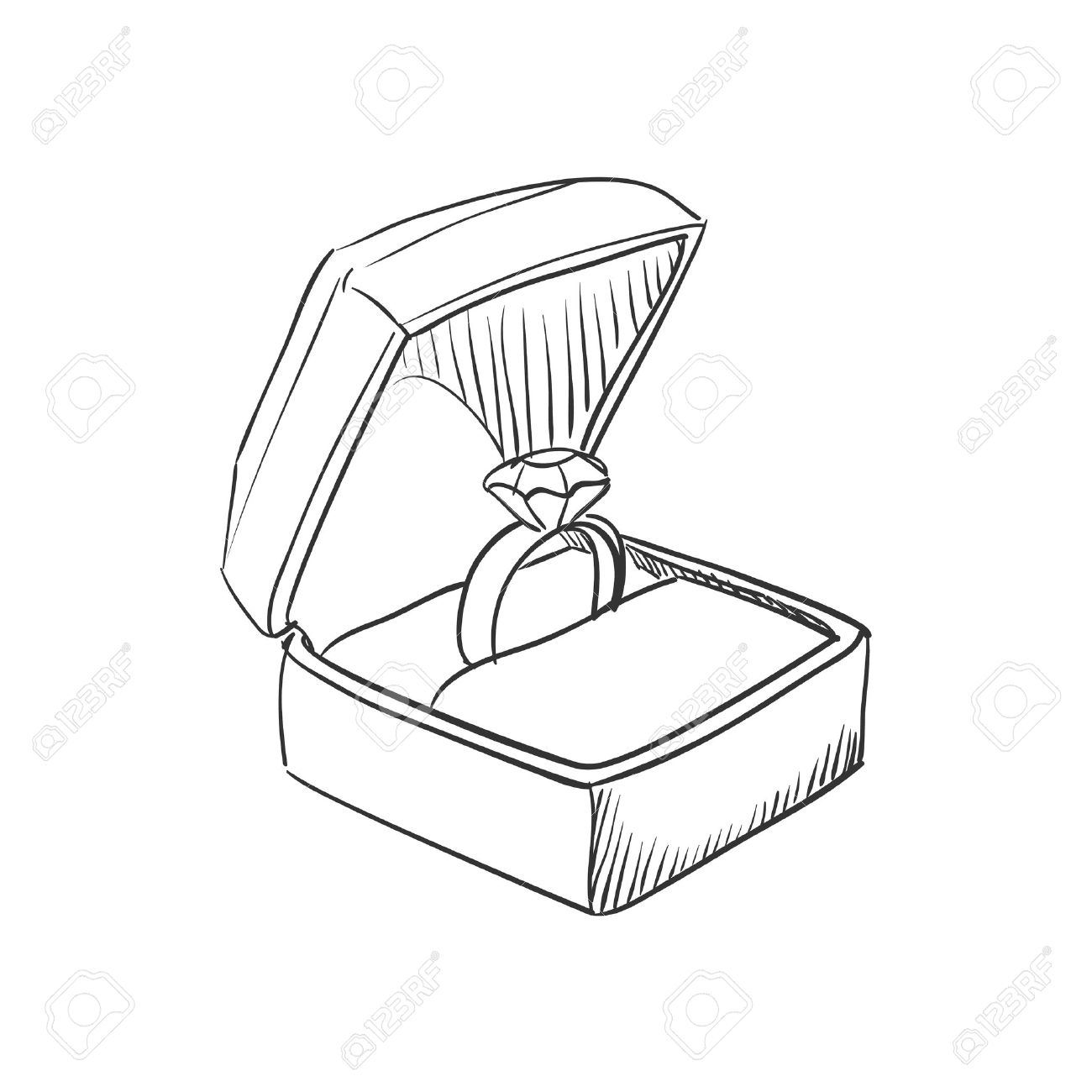 1300x1300 Vector Doodle Wedding Ring With Diamond Icon, Hand Drawn Style