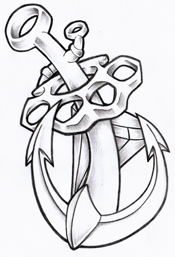 600x881 Anchor, Knuckles And Diamond By Munkyinc