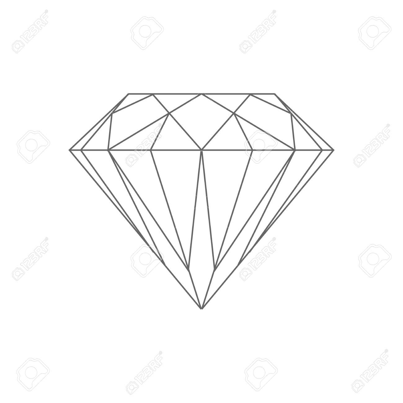 1300x1300 Beautiful Line Drawing Diamond Vector Illustration Isolated