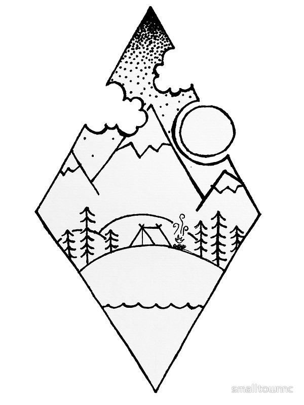 600x800 Diamond Mountain Sketch Posters By Smalltownnc Redbubble