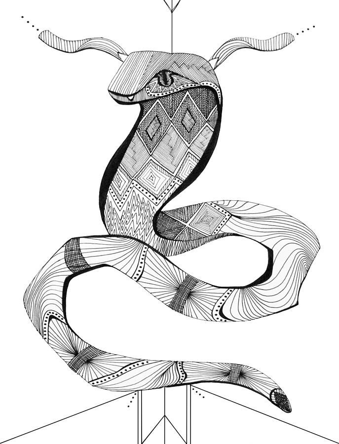 687x900 Diamond Python Drawing By Audrey Miller