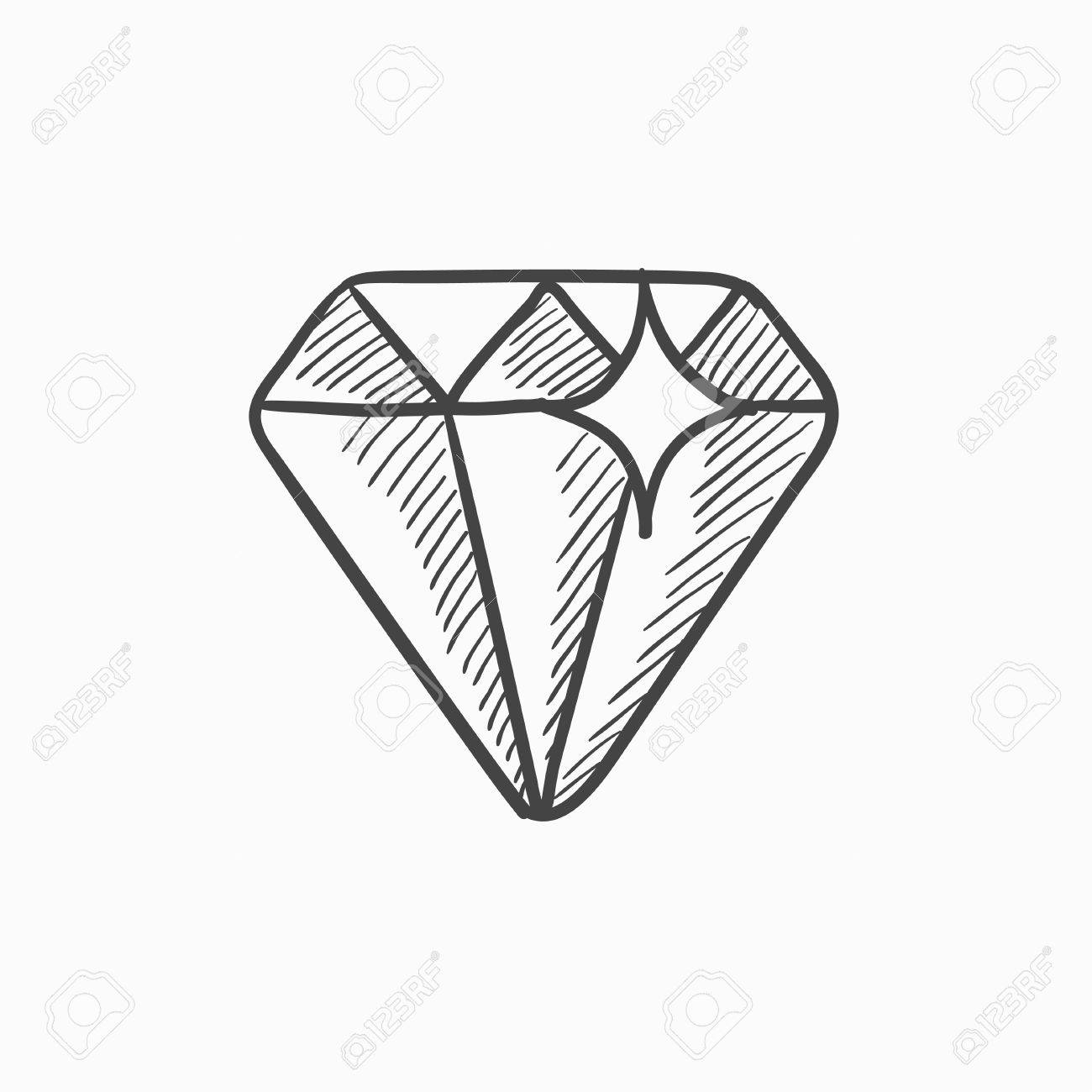 1300x1300 Diamond Vector Sketch Icon Isolated On Background. Hand Drawn