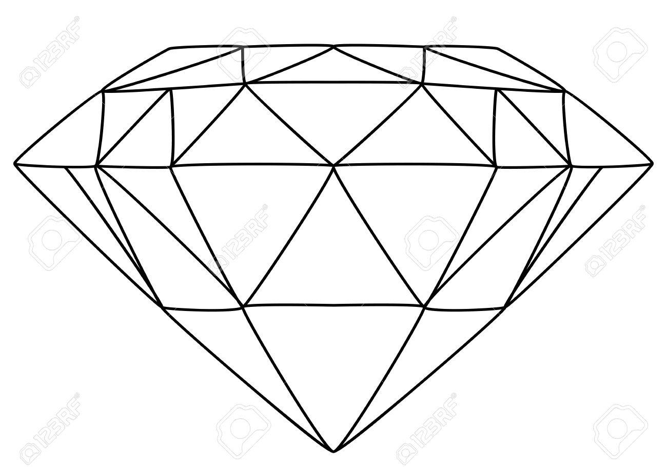 1300x910 Vector Illustration Of Diamond Line Drawing Royalty Free
