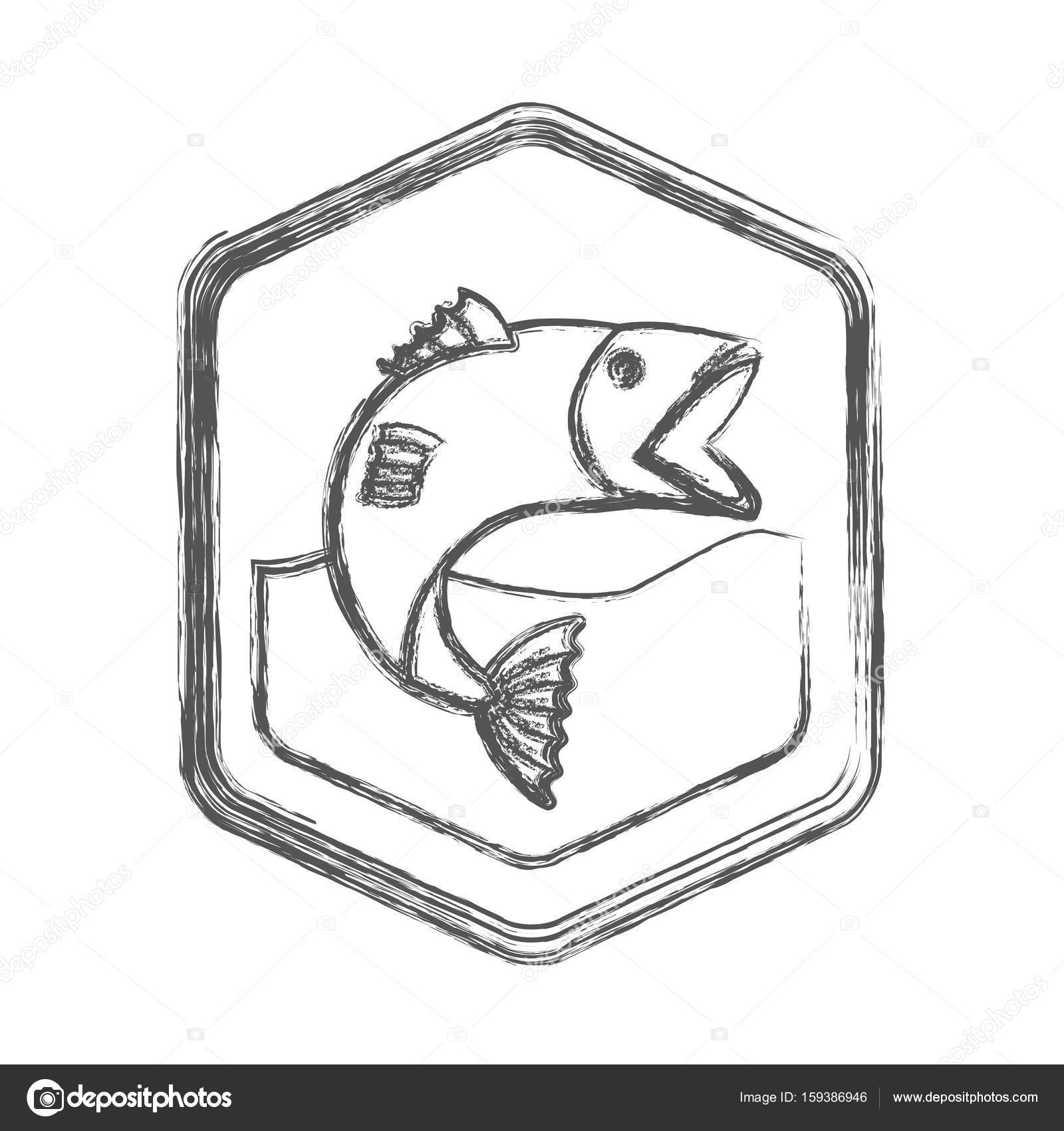 1600x1700 Blurred Sketch Silhouette Of Diamond Shape Emblem With Fish