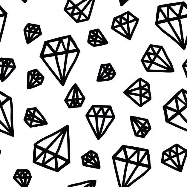 626x626 Diamond Black And White Hand Drawn Vector Pattern Vector Premium