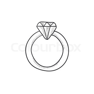 320x320 Diamond Ring Vector Sketch Icon Isolated On Background. Hand Drawn