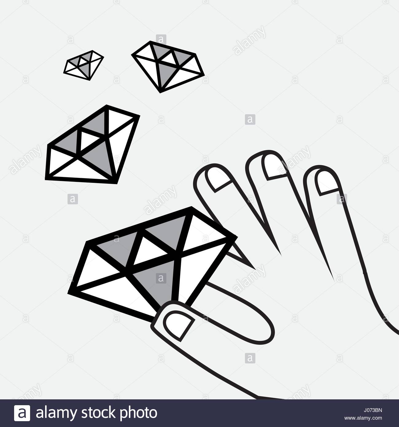 1300x1390 Line Icon Hand And Diamond Bitcoin Money Currency Stock Vector Art