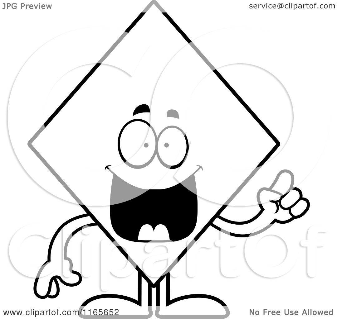 1080x1024 Cartoon Clipart Of A Diamond Card Suit Mascot With An Idea