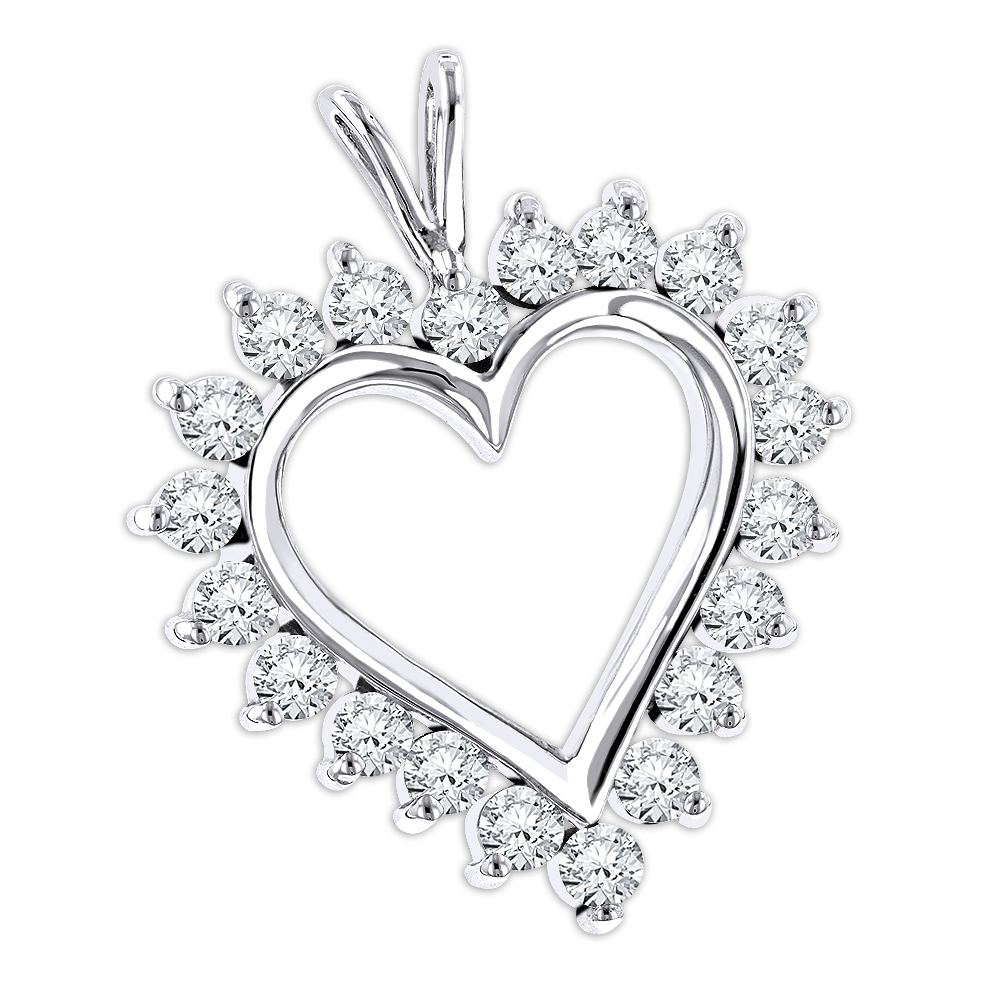 1000x1000 14k Gold Round Diamond Heart Pendant 1.40ct