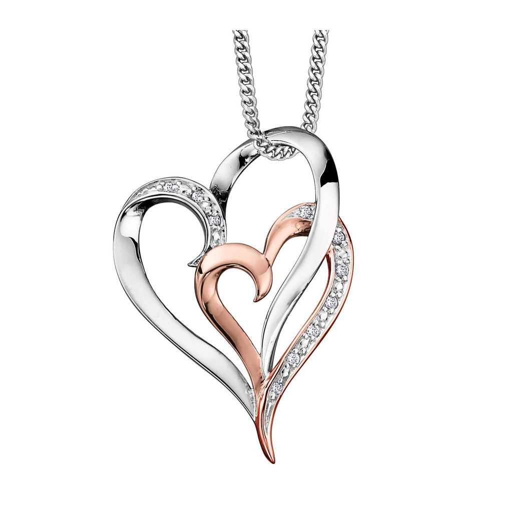 1023x1023 Rose And White Gold Diamond Heart Pendant
