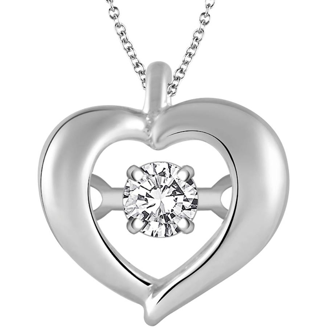 1134x1134 Sterling Silver Dancing Diamond Heart Pendant Diamond Heart