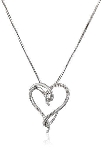 347x500 Sterling Silver White Diamond Interlocking Heart