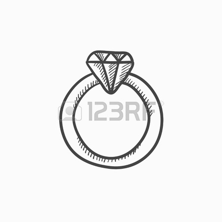 450x450 Diamond Ring Vector Sketch Icon Isolated On Background. Hand