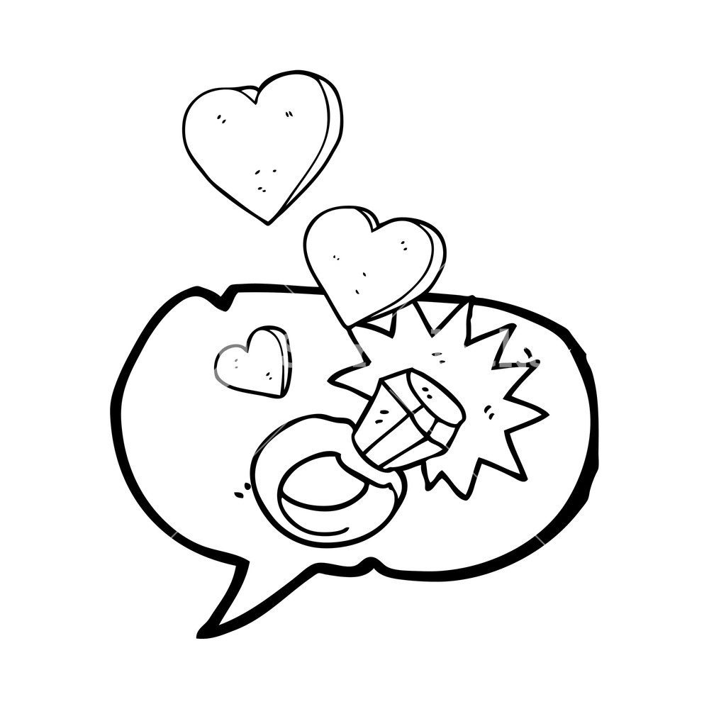 1000x1000 Freehand Drawn Speech Bubble Cartoon Diamond Engagement Ring