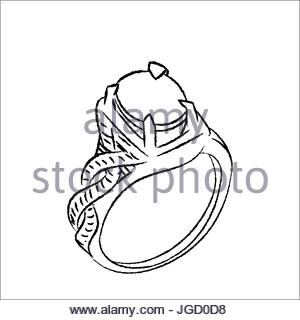 300x320 Beautiful Line Drawing Diamond Vector Illustration Isolated