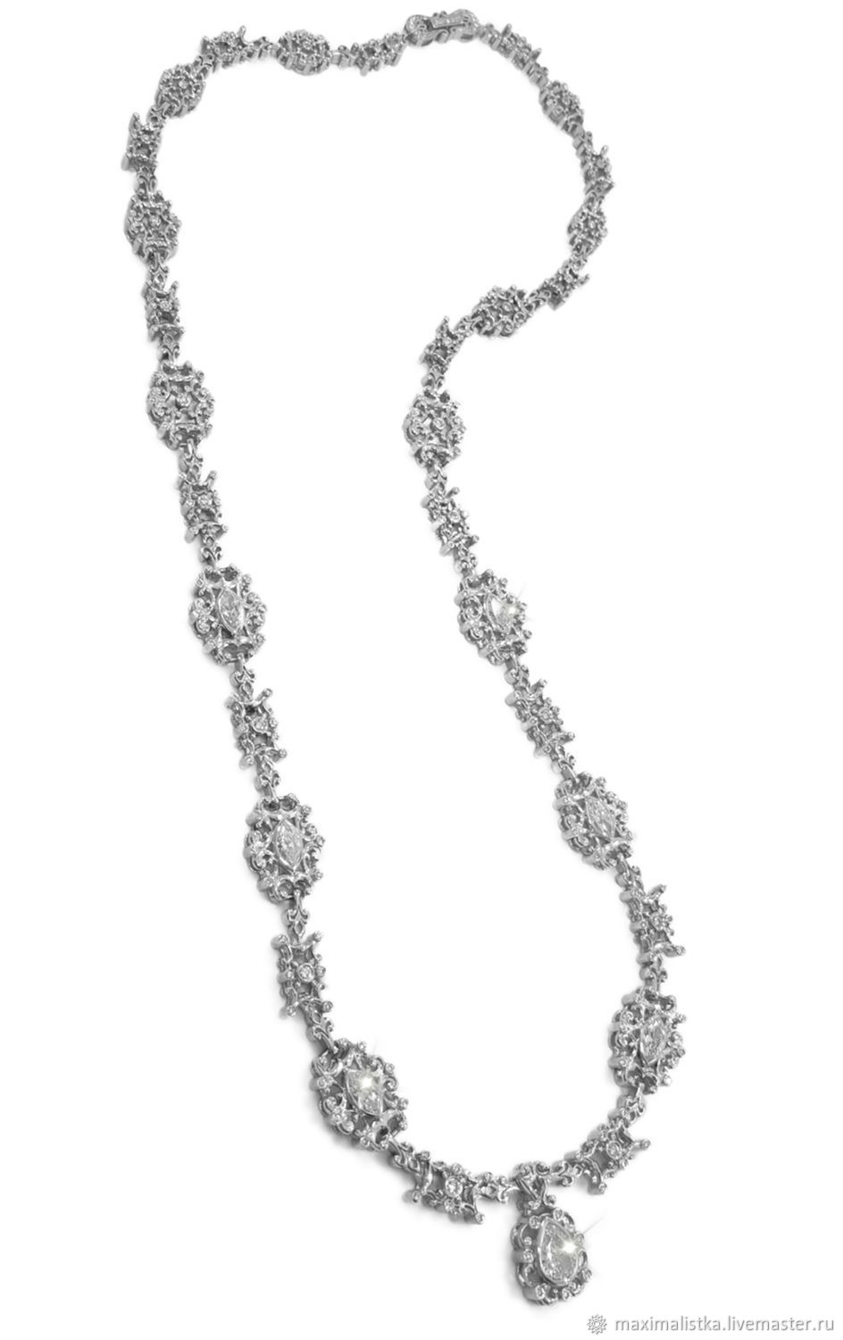 944x1500 Diamond Necklace Princess White Gold Shop Online On Livemaster