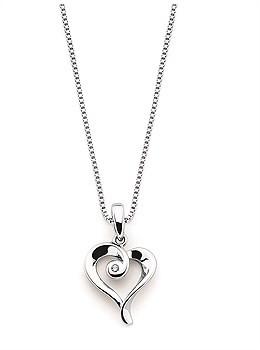 260x350 Sterling Silver Heart And Diamond Necklace Michele Jewelry