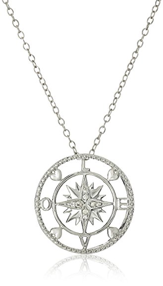329x575 Sterling Silver And Diamond Necklace With Love Compass