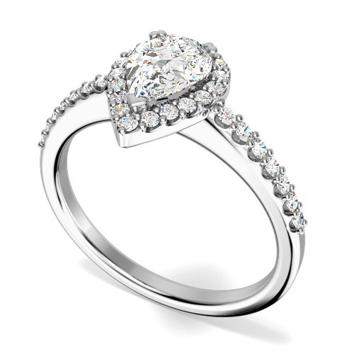 500x500 Pear Shaped Cluster Diamond Ring With Shoulder Stones In Platinum