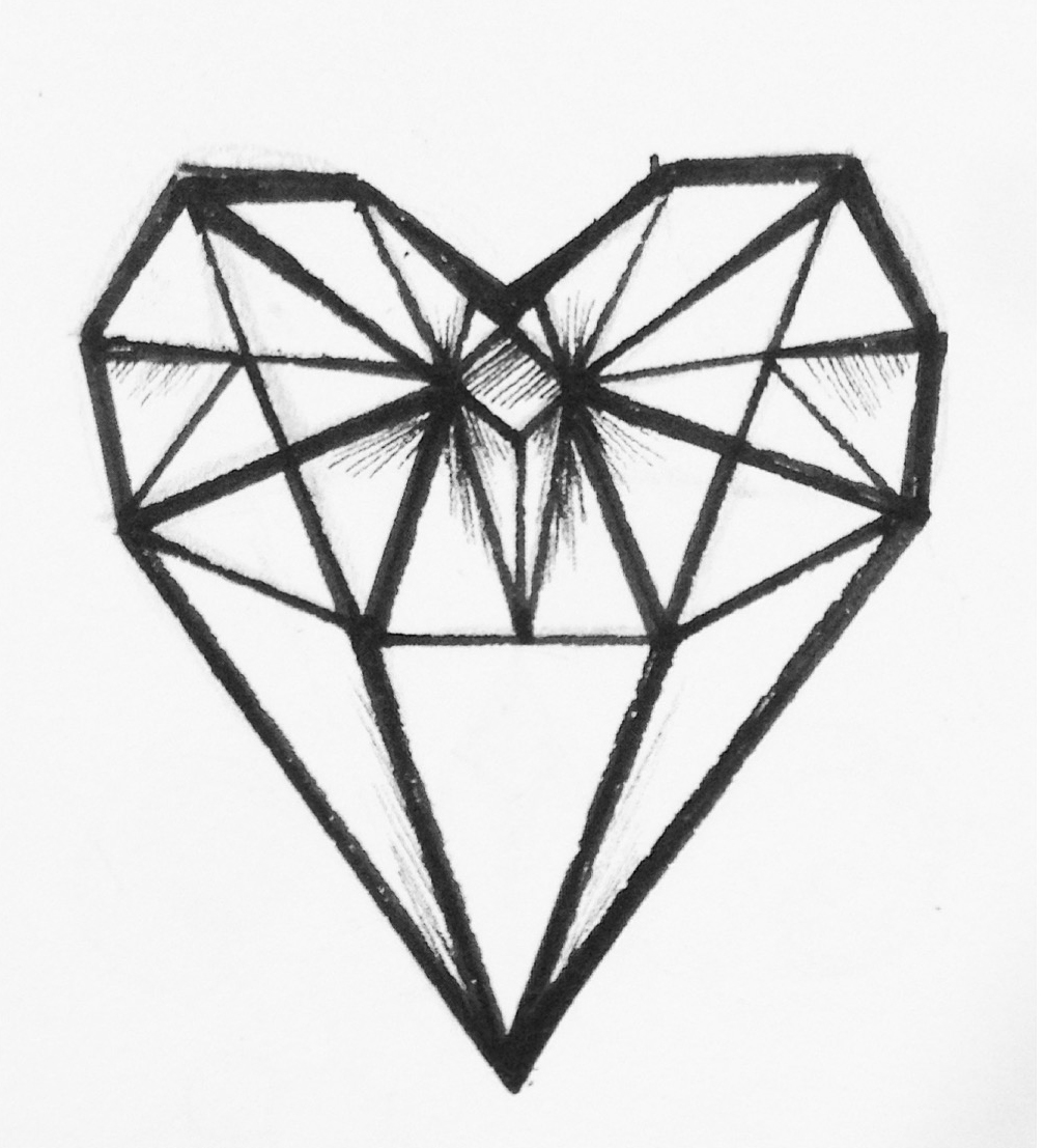 1008x1107 Glass Diamond, Tattoo, Diamond, Minimalist, Geometric Heart