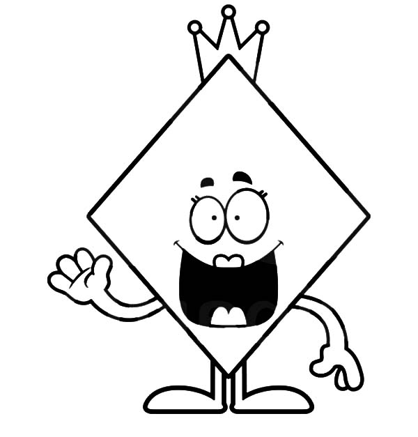 600x627 A Diamond. Diamond Shape Jewel Diamond Shape Colouring Page. Guy