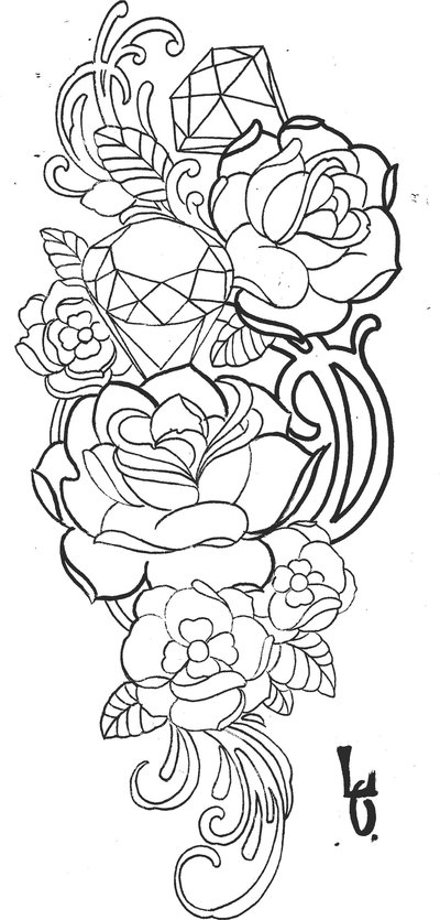 400x835 Roses Diamonds Sketch By Mojoncio