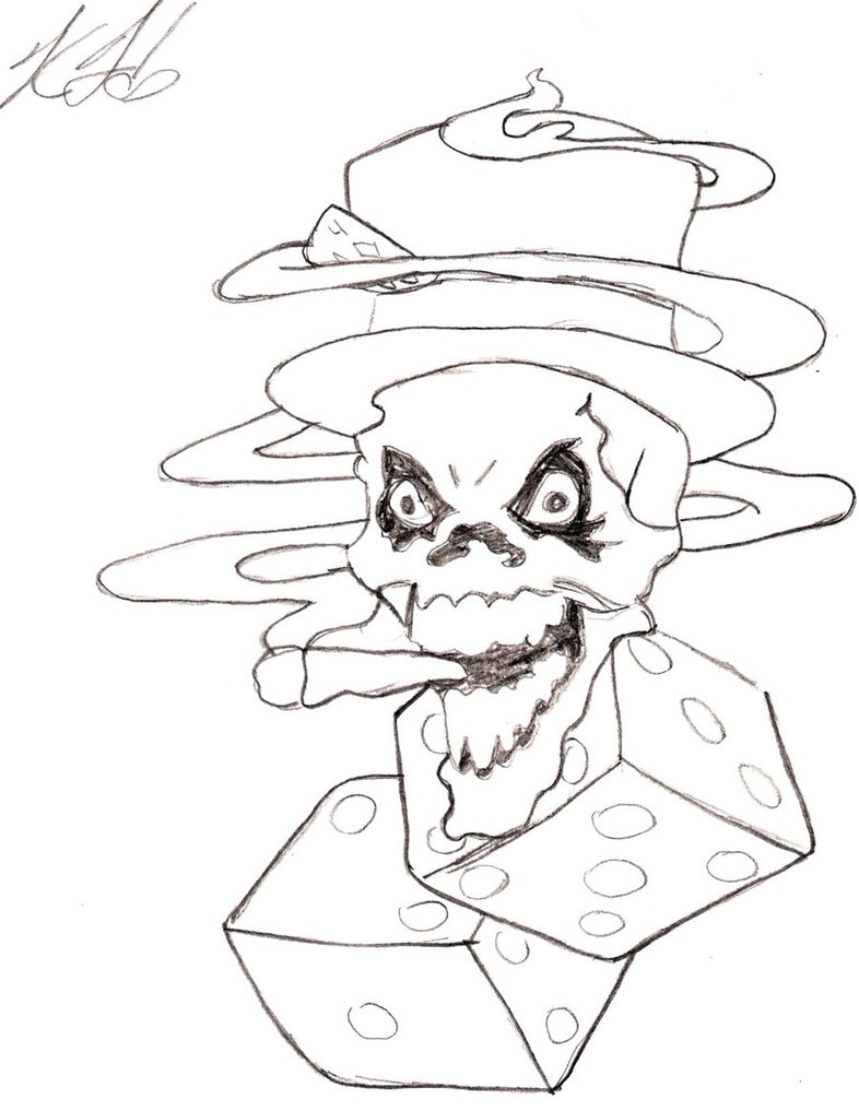 786x1017 Skull With Dice By Kris1996