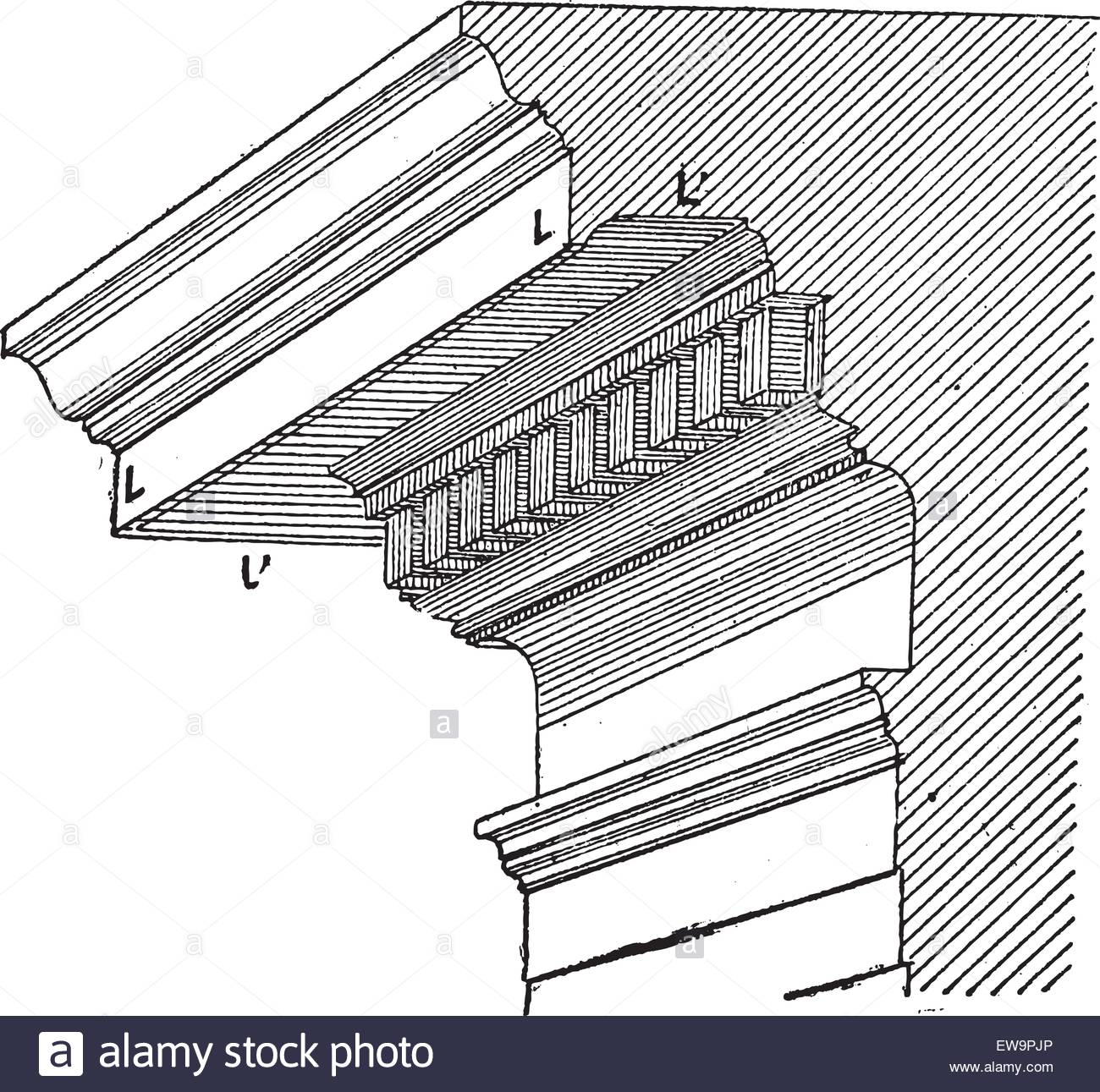 1300x1291 Gutta Or Drip Edge, Vintage Engraved Illustration. Dictionary