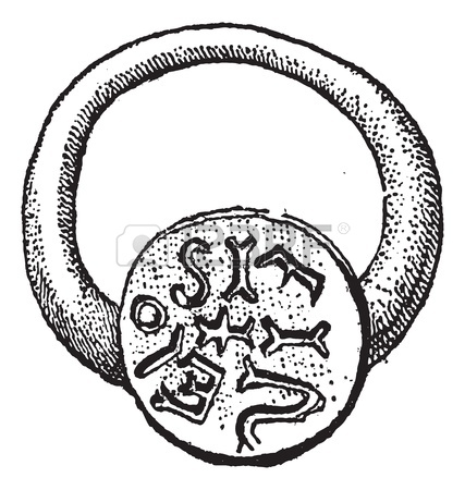 427x450 Seal, Signet Ring With The Symbol Of The Dove, Vintage Engraved