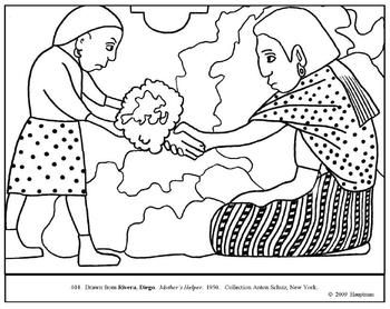350x278 Rivera, Diego. Mother's Helper. Coloring Page And Lesson Plan