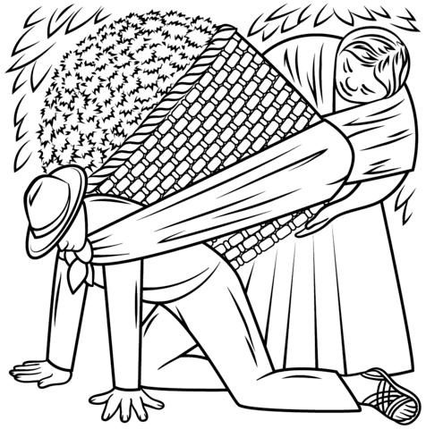 476x480 The Flower Carrier By Diego Rivera Coloring Page Free Printable