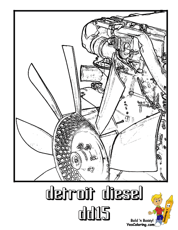 612x792 Truck Coloring Page Of A Detroit Diesel Truck Motor! You Can Print