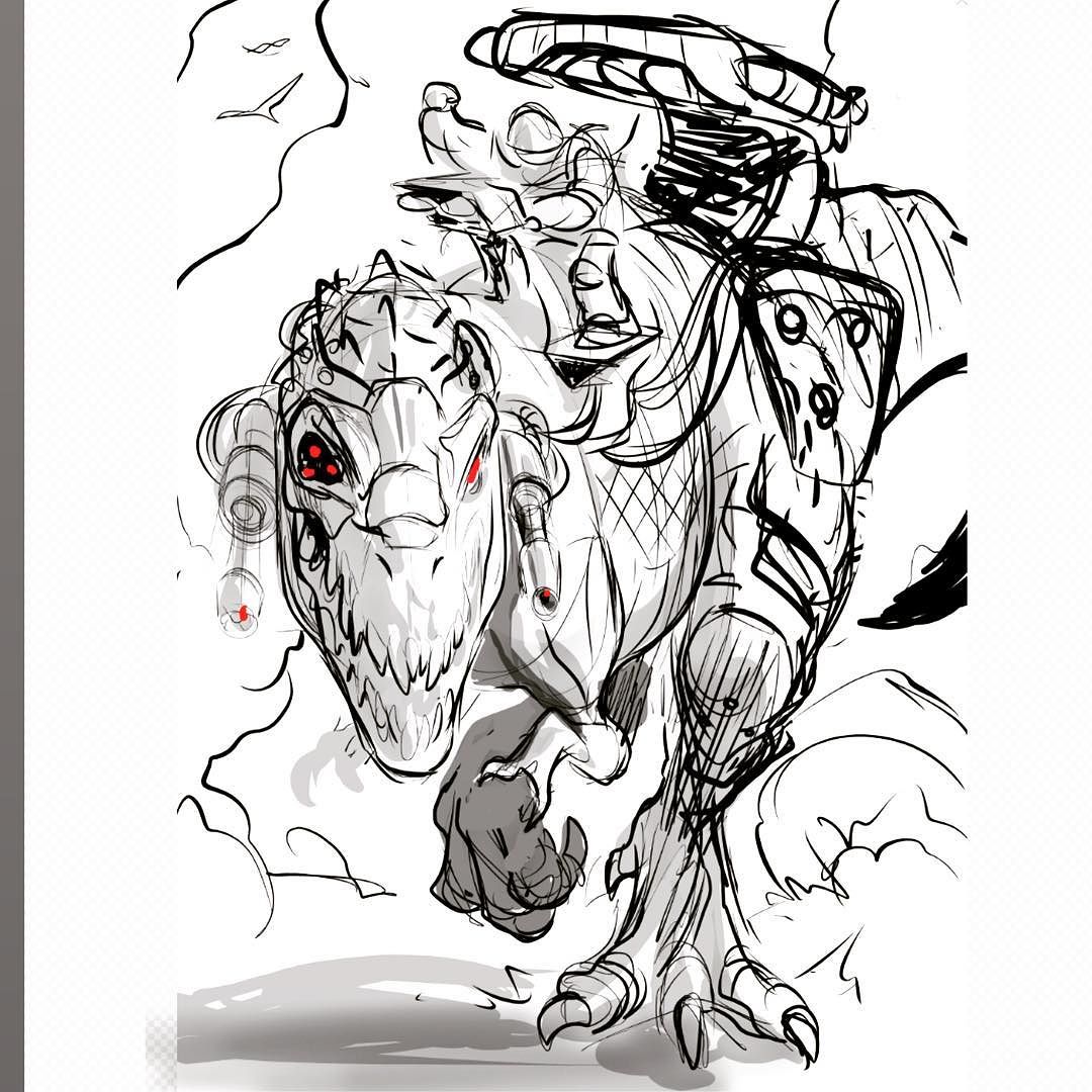 1080x1080 More Dino Rider Different Pose And Angle Sketched In Medibang