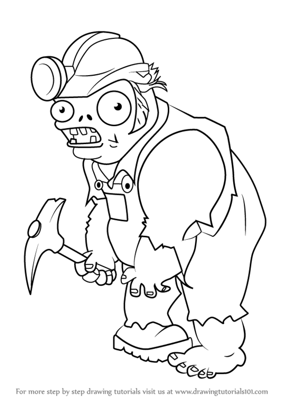 565x800 Learn How To Draw Digger Zombie From Plants Vs. Zombies (Plants Vs