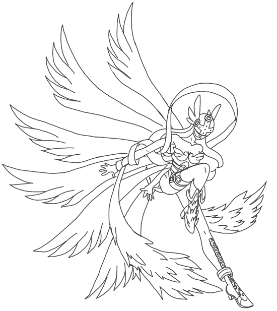 550x617 How To Draw Angewomon From Digimon With Step By Step Drawing