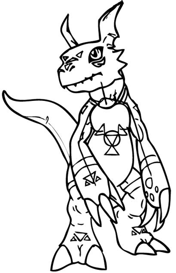 345x533 How To Draw Guilmon From Digimon In Easy Steps Drawing Tutorial