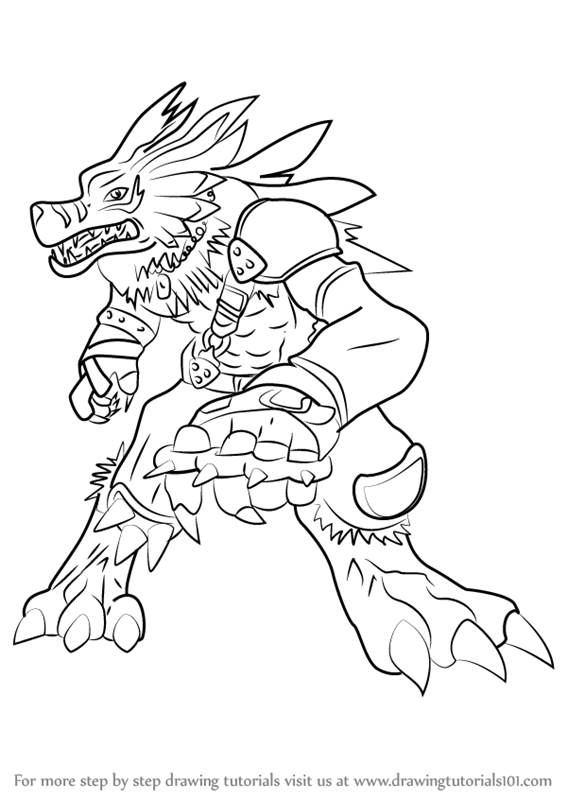 567x800 Step By Step How To Draw Weregarurumon From Digimon