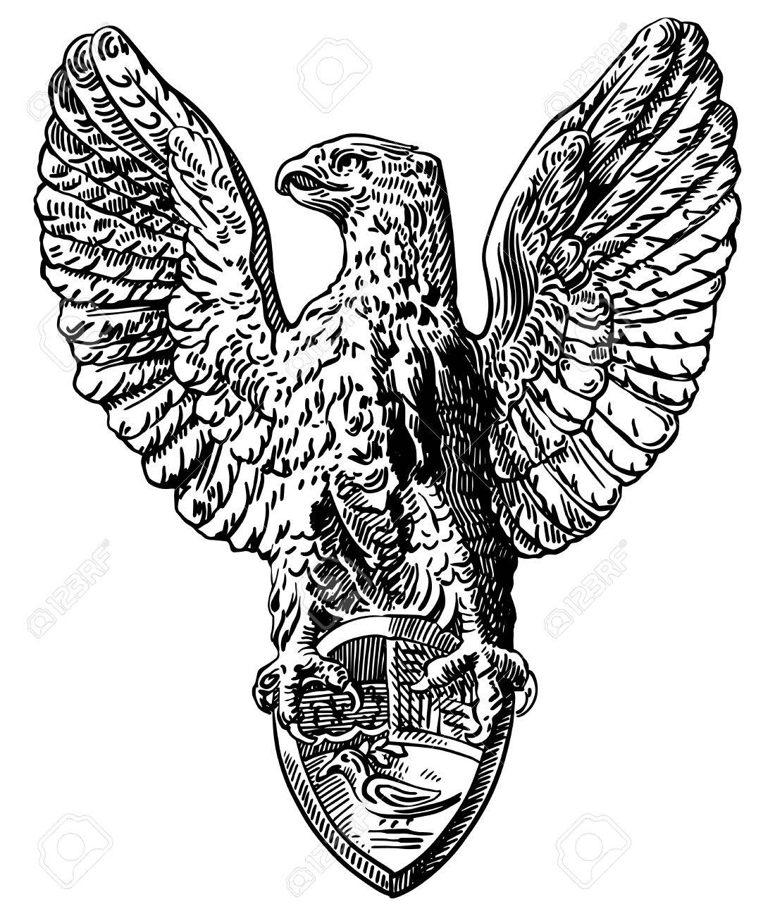 1100x1300 Black And White Sketch Digital Drawing Of Heraldic Sculpture