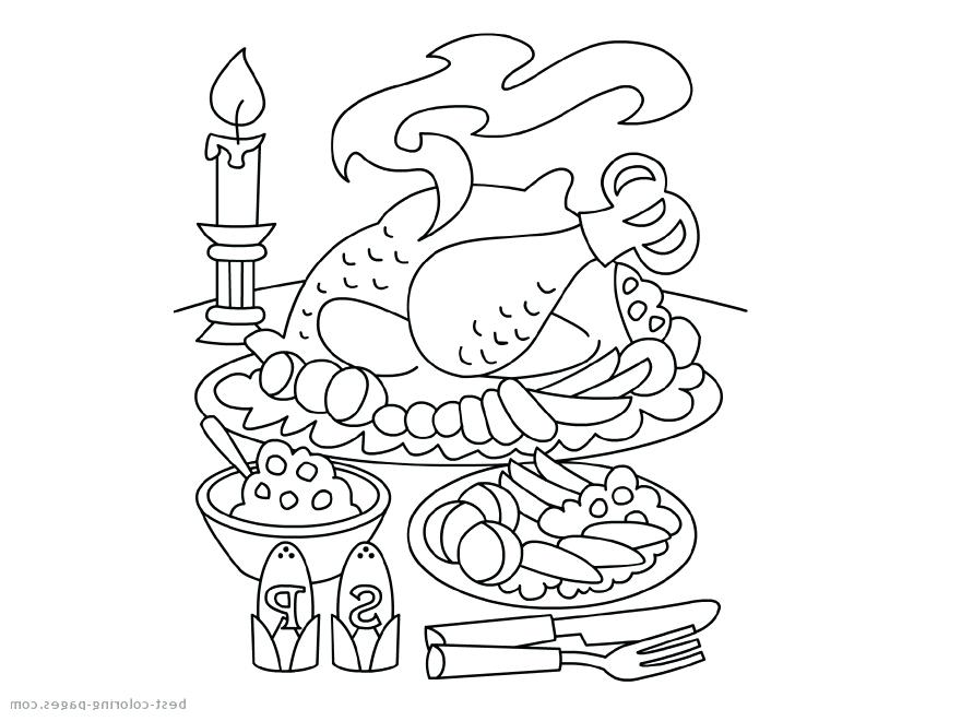 880x660 Free Thanksgiving Dinner Coloring Pages Table Black And White