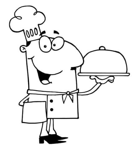 437x480 Chef Serving Dinner Coloring Page Free Printable Coloring Pages