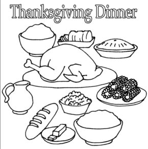 290x291 Turkey Dinner Coloring Turkey Dinner Coloring Sheet
