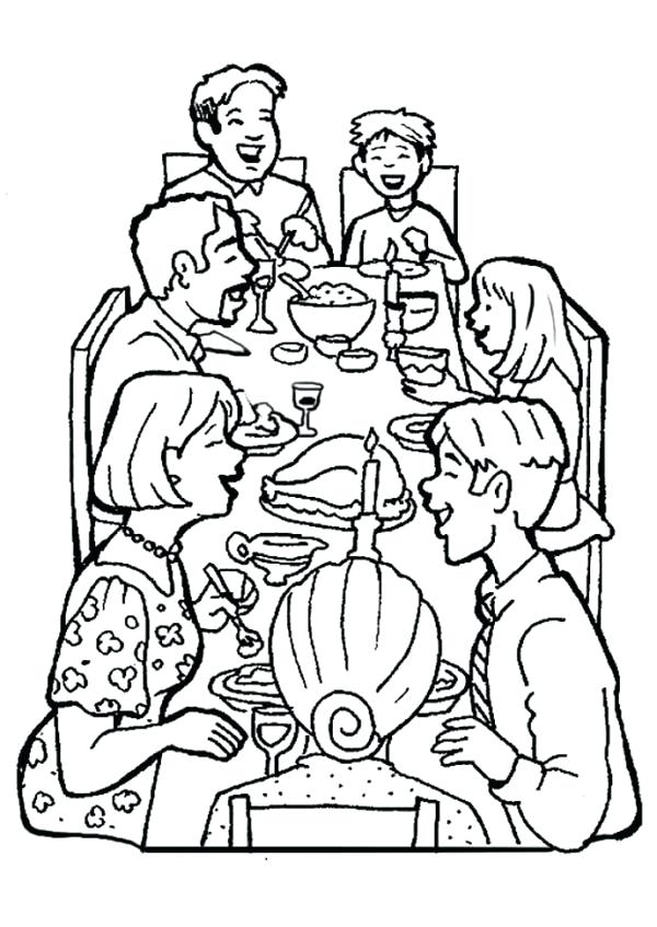 600x847 Coloring Pages Of Families Family Dinner Together Coloring Page