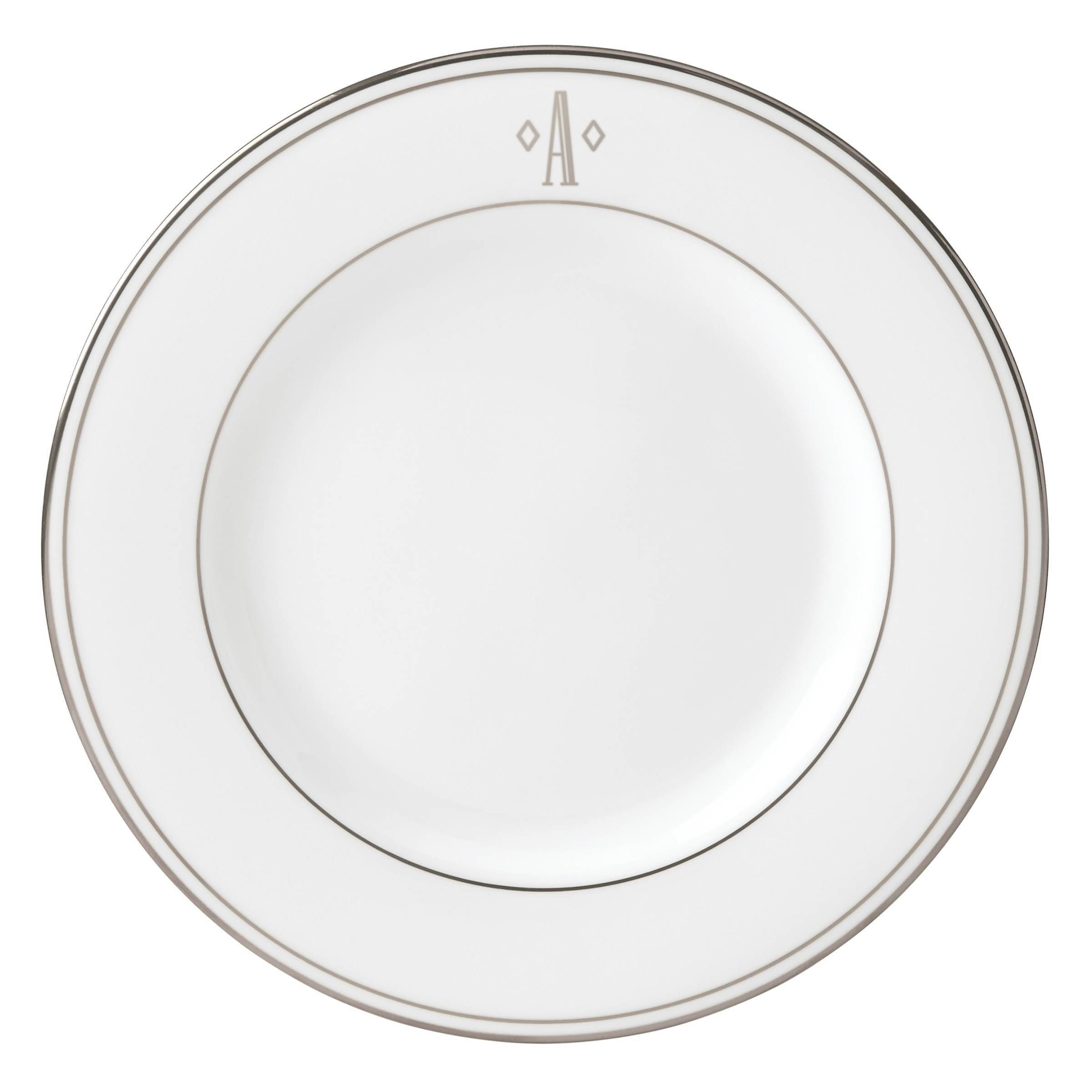 2400x2400 Lenox Federal Platinum Block Monogram Salad Plate (A), Silver